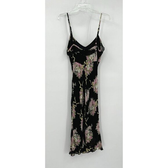 slip dress floral midi ruffle rayon grunge M - Picture 7 of 9